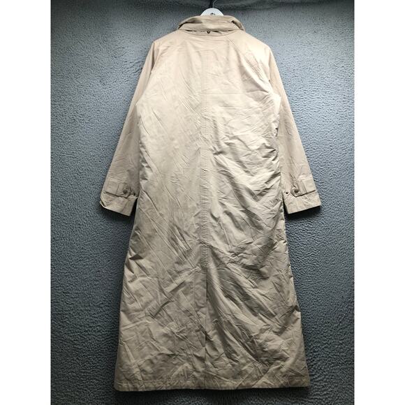 LL Bean Long Raincoat Trench Coat Womens Medium Tan Removable Liner 0 CCH2 - Picture 5 of 12